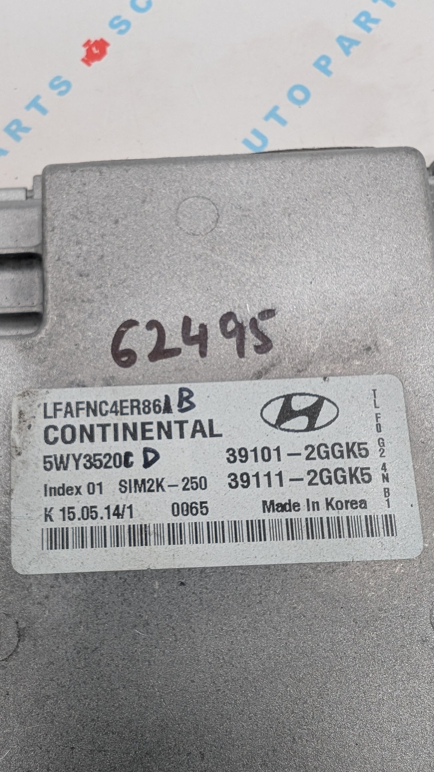 Used 2015 Hyundai Sonata Continental 39101-2GGK5 ECU SIM2K-250 / 5WY3520C