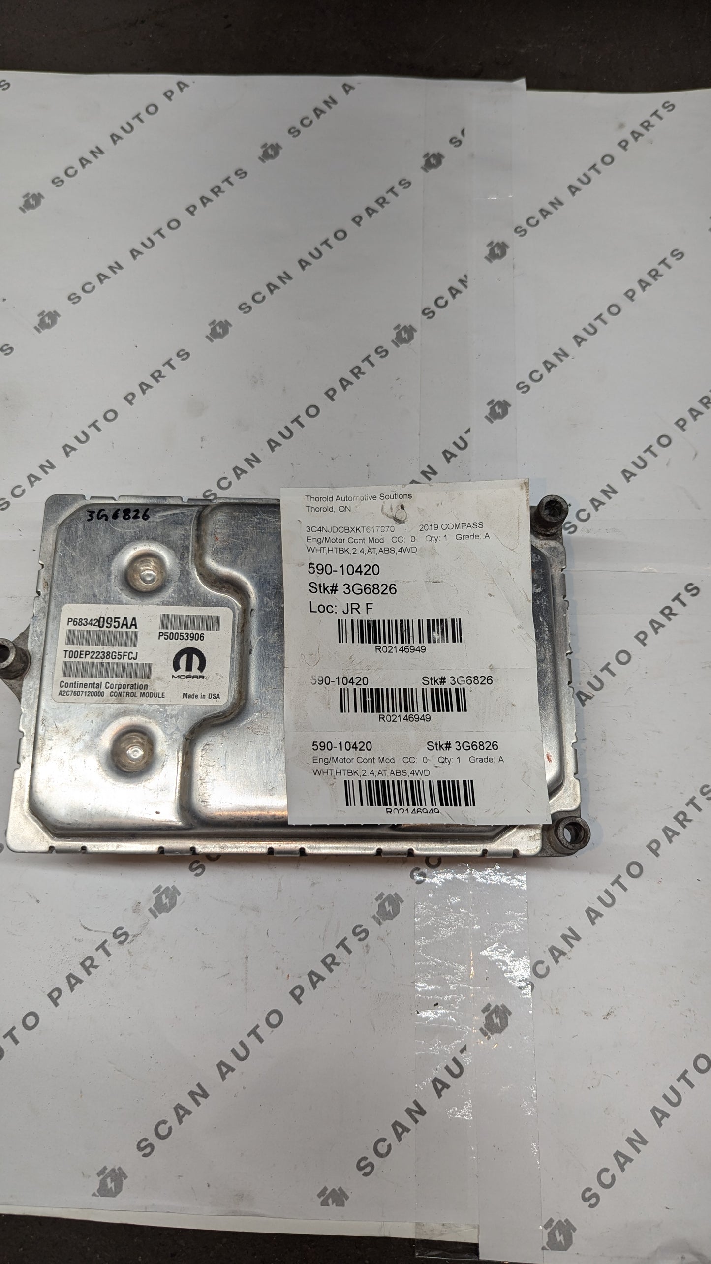 Used 2019 Jeep Compass Continental P68342095AA ECU P50053906/A2C7607120000