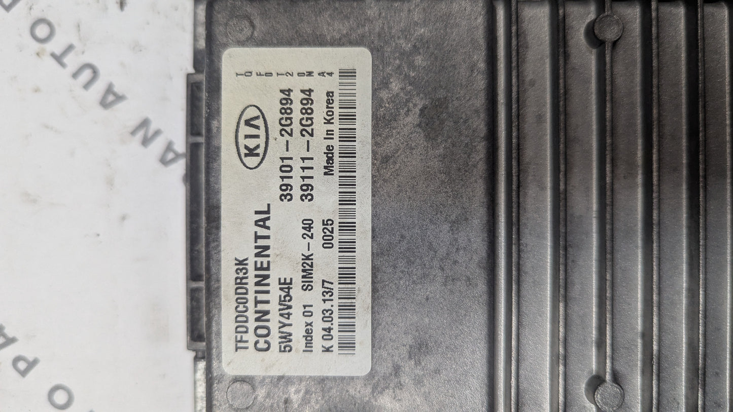 Used  2013 Kia OPTIMA Continental  SIM2K-240 / 39101-2G894 ECU 5WY4V54E / 39111-2G894