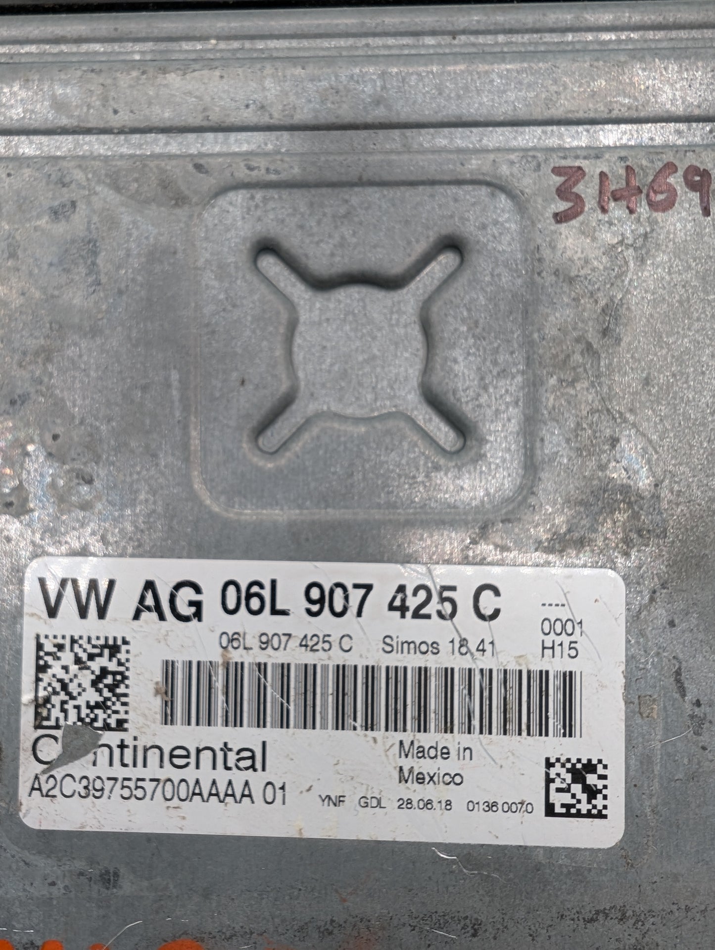 Used 2018 Audi Q5 Continental Simos 18.41 / 06L907425C ECU A2C39755700AAAA