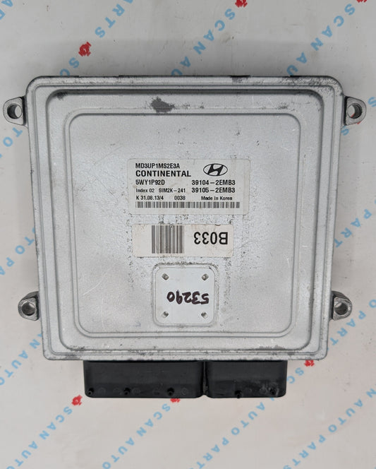 Used 2013 Hyundai Elantra Continental  SIM2K-241 / 39104-2EMB3 ECU 5WY1P92D