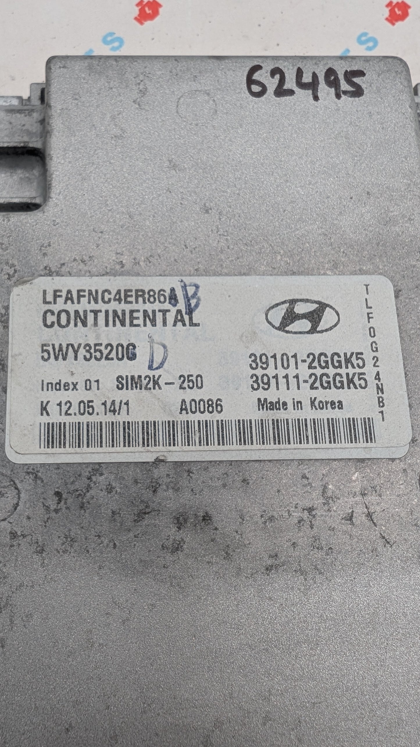 Used 2015 Hyundai Sonata Continental  SIM2K-250 / 39101-2GGK5 ECU 5WY3520G