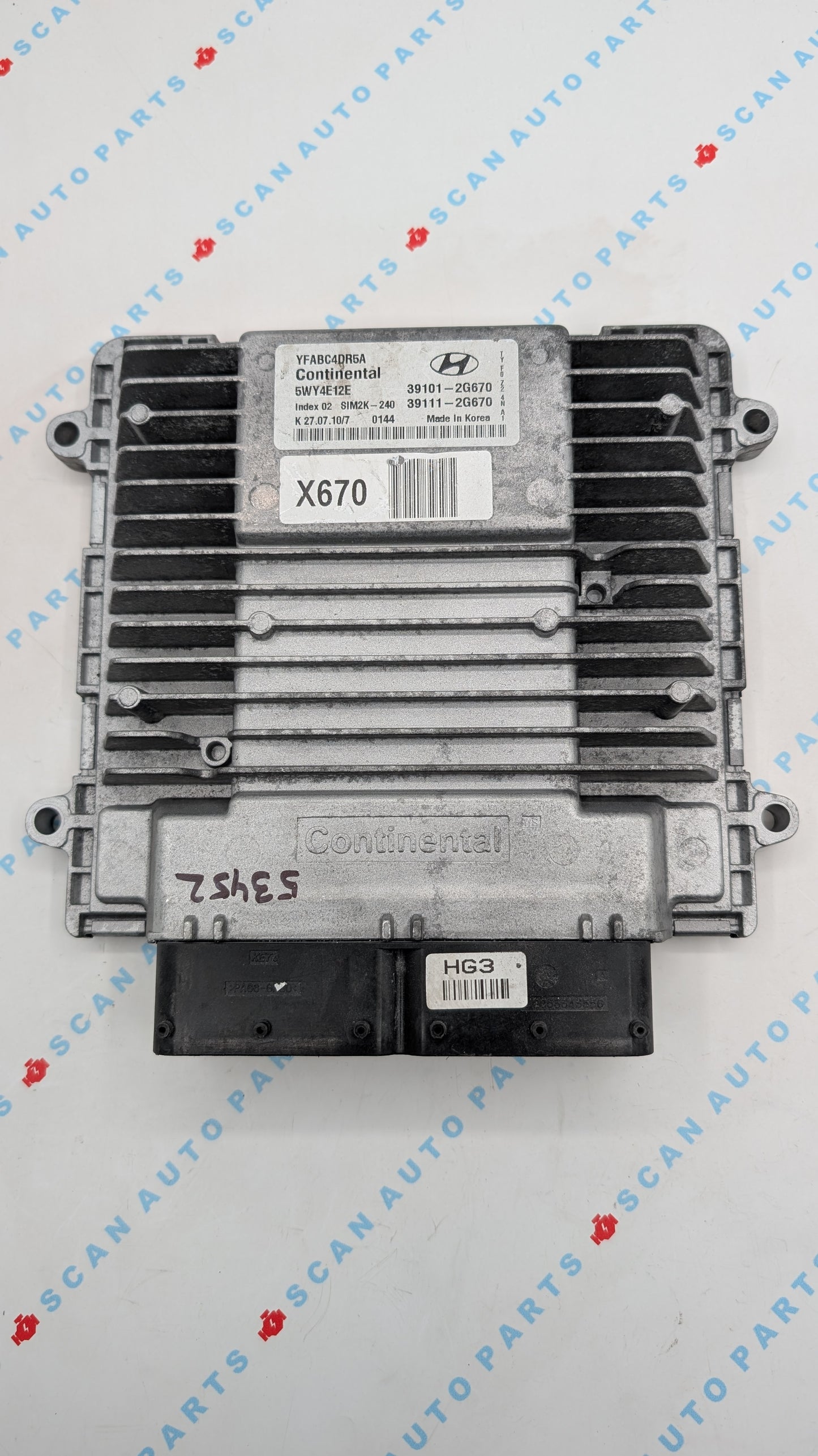 Used 2011 Hyundai Sonata Continental 39101-2G670 ECU SIM2K-240 / 5WY4E12E