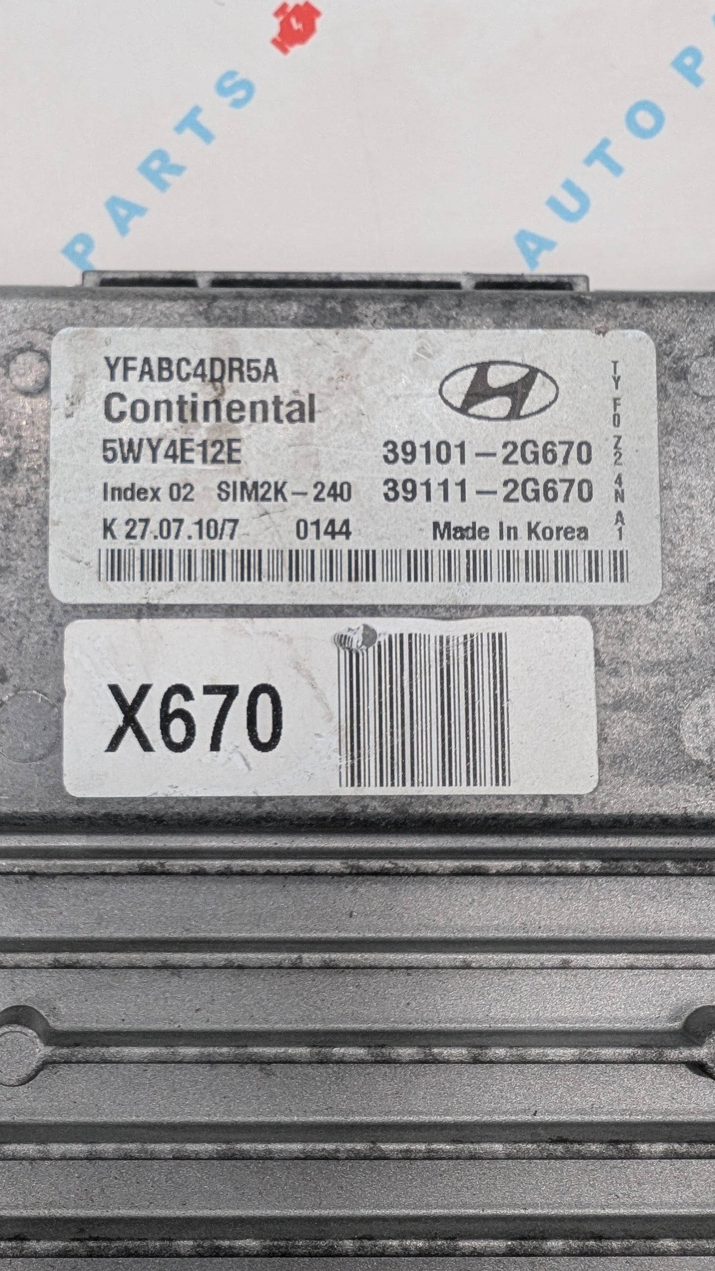 Used 2011 Hyundai Sonata Continental 39101-2G670 ECU SIM2K-240 / 5WY4E12E