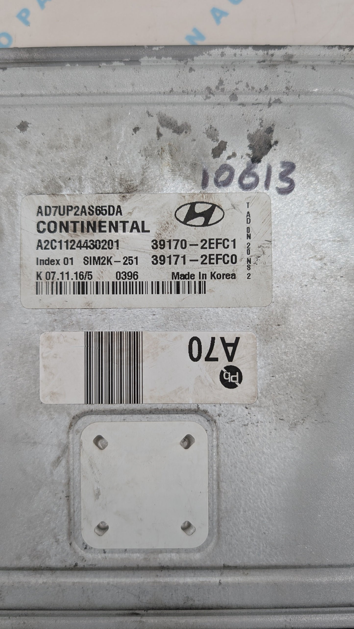 Used 2017 Hyundai Elantra Continental 39170-2EFC1 ECU SIM2K-251