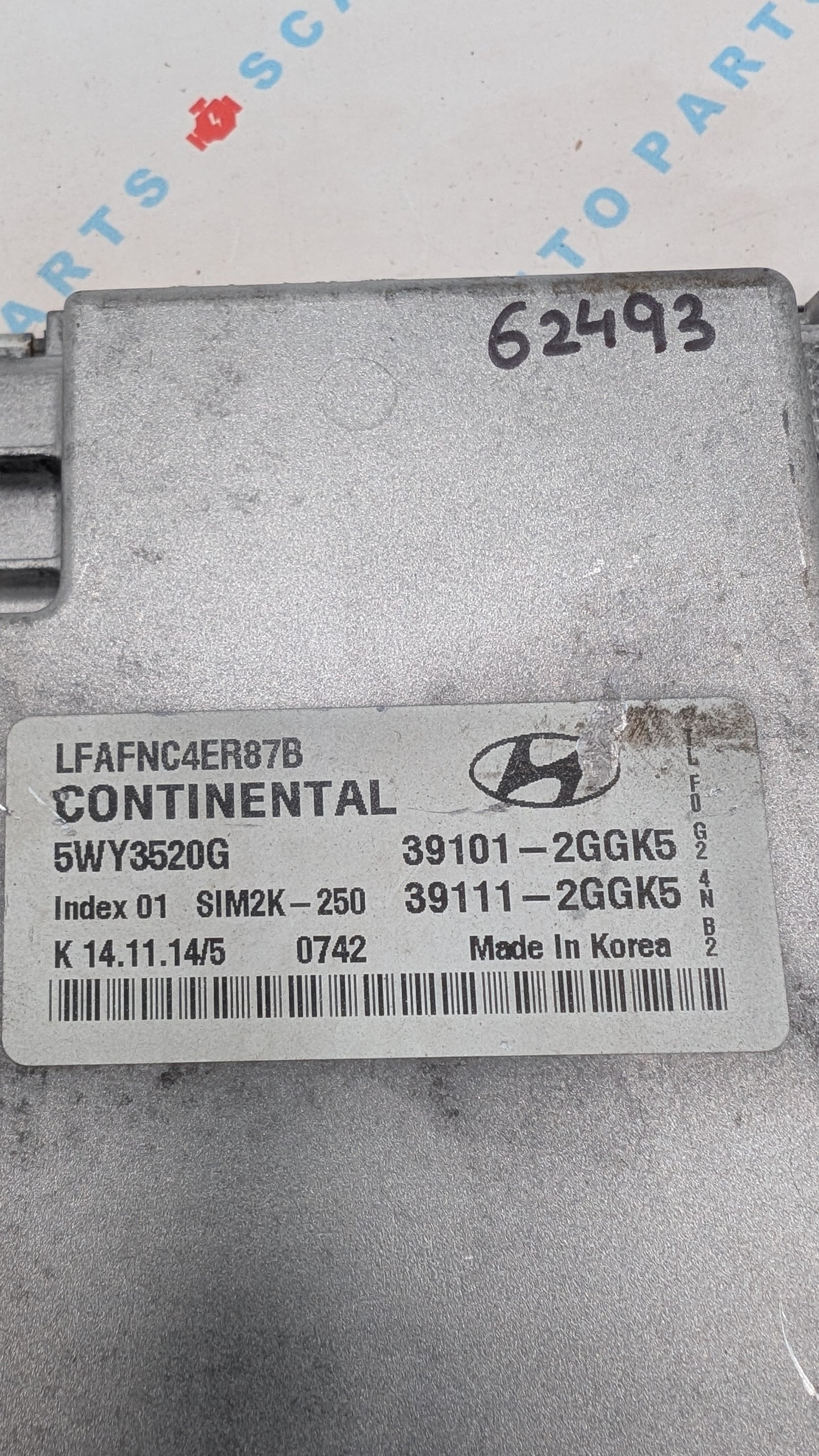 Used 2015 Hyundai Sonata Continental 39101-2GGK5 ECU SIM2K-250 / 5WY3520G