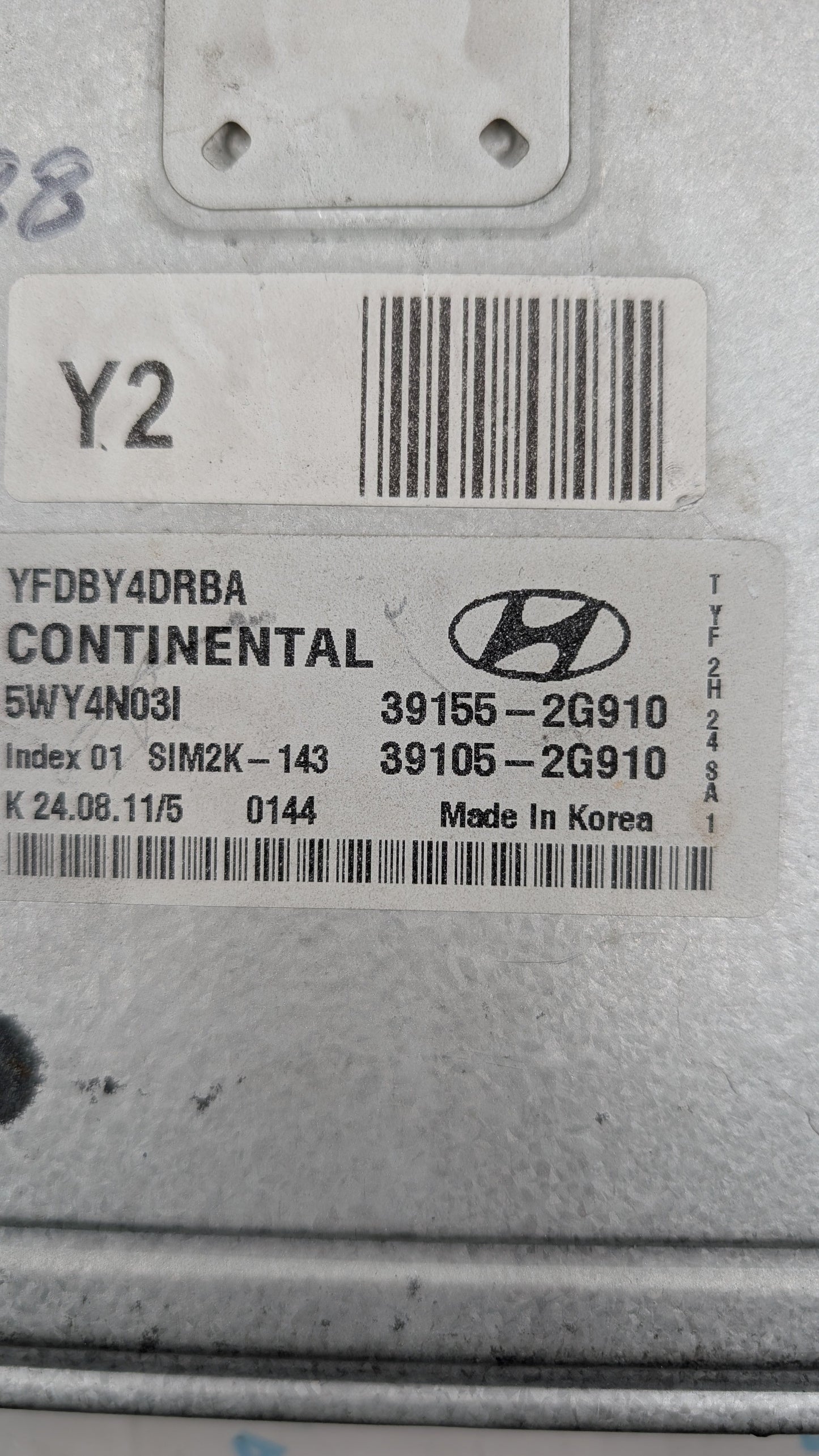 Used 2011 Hyundai Sonata Continental 39155-2G910 ECU SIM2K-143 / 5WY4N03I