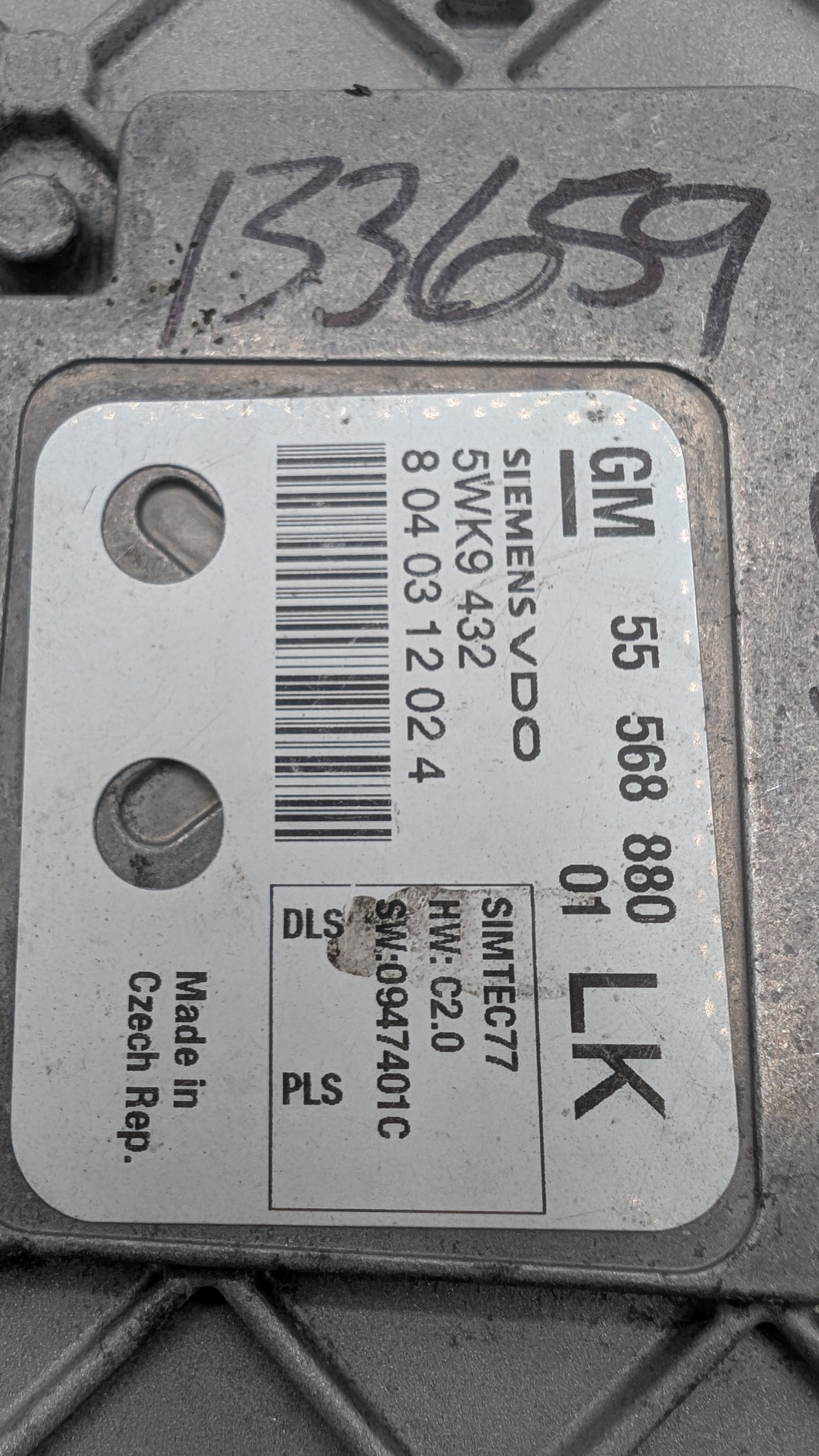 Used 2008 Open Astra Siemens VDO 55568880 ECU 5WK9432