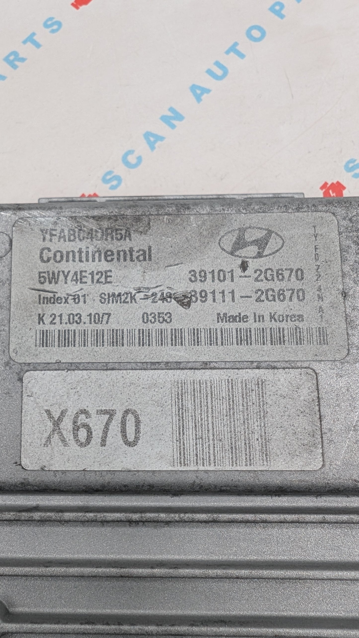 Used 2011 Hyundai Sonata Hyundai 39101-2G670 ECU SIM2K-240 / 5WY4E12E