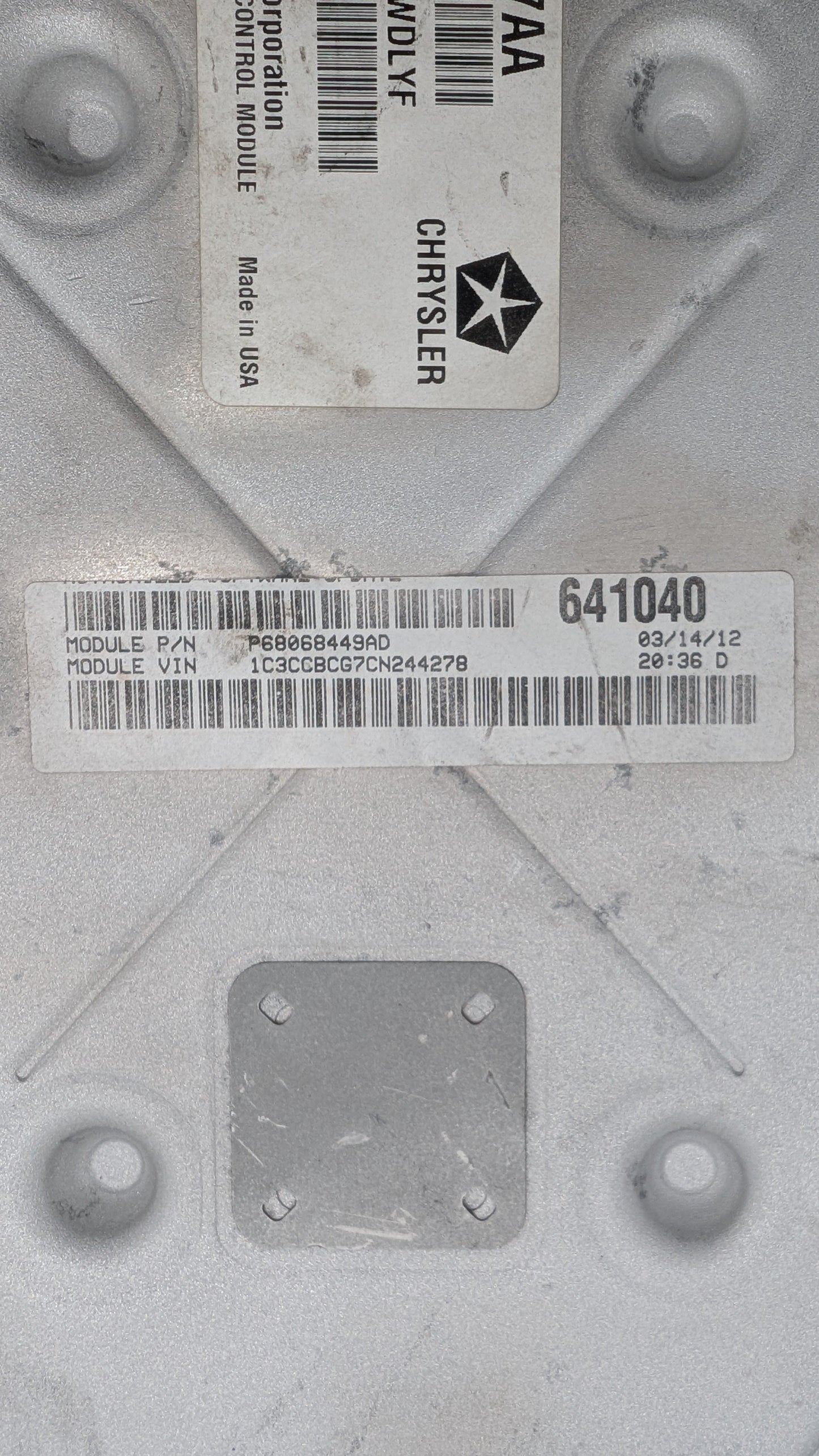 Used 2012 Chrysler 200 Continental P68068449AD ECU P05150657AA